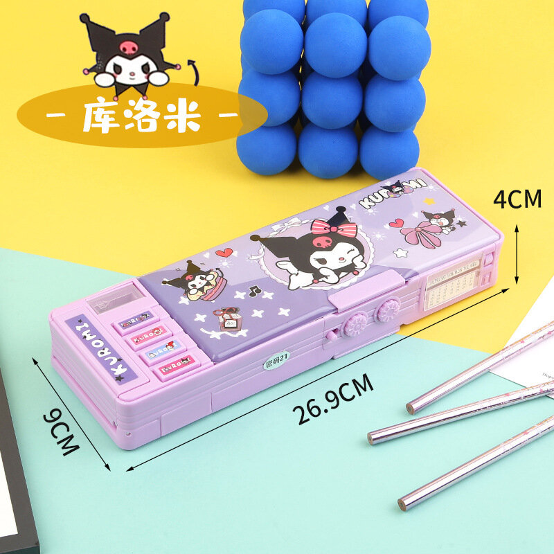 Sanrio-caja de papelería multifuncional para niños, mecanismo automático, regalo de apertura, Hello Kt, Kuromi