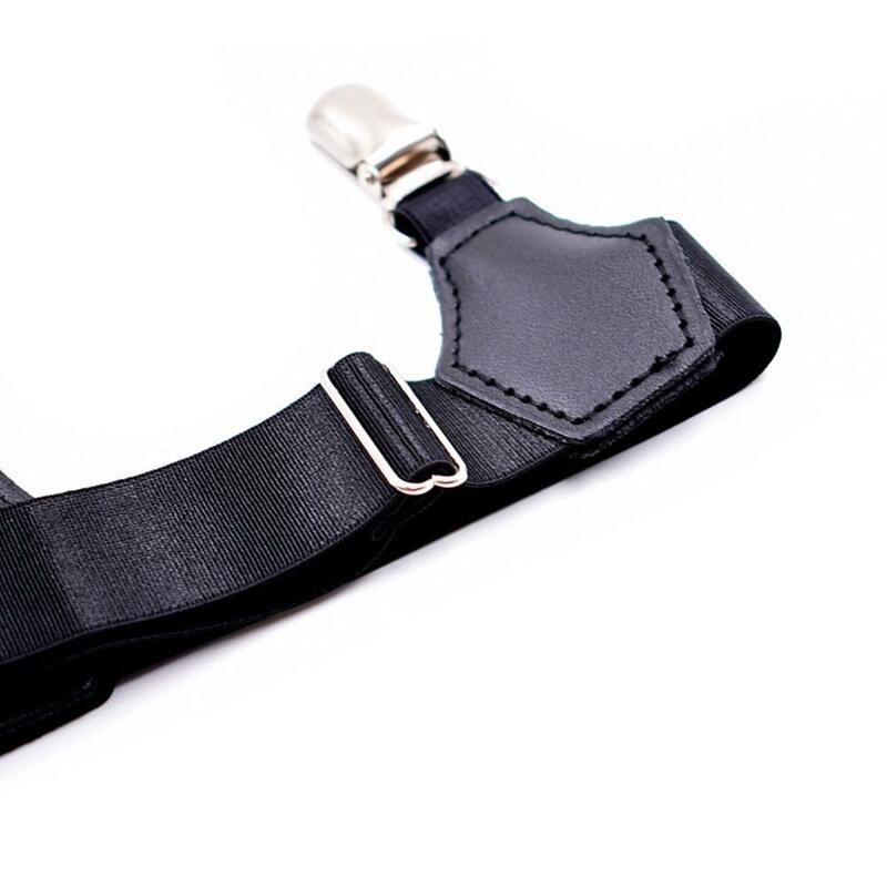 Um par masculino preto meias ligas cinto ajustável elástico meias suspensórios suspensórios suportes antiderrapante pato-boca clipes segurar