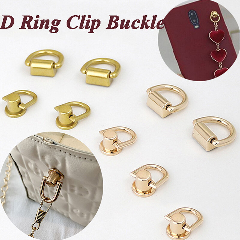 1 buah logam D cincin kancing samping klip gesper tas sekrup kuku paku keling tali konektor menggantung gesper DIY dompet kulit tas aksesori