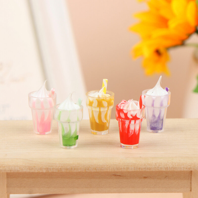 5 шт. 1/12 миниатюрная еда для кукольного домика, чашка для мороженого, конфетных цветов