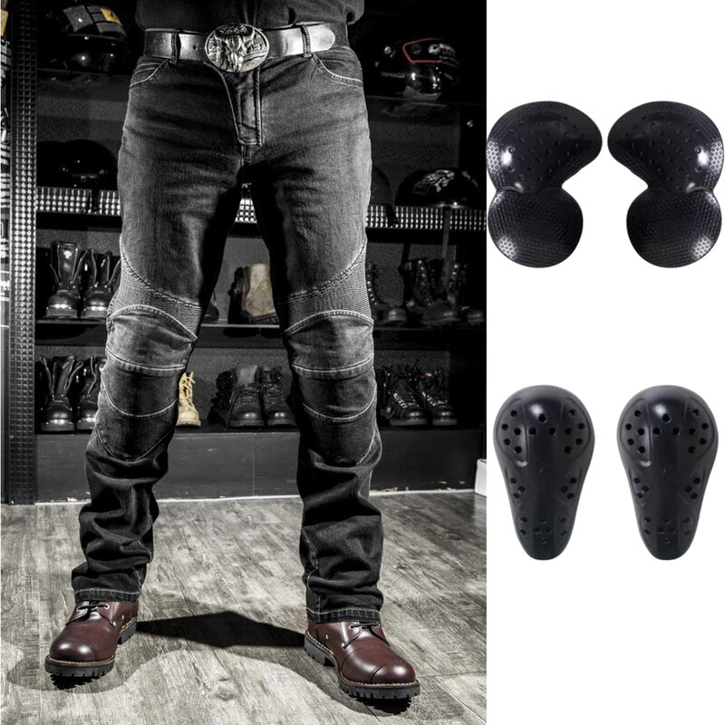 Free shipping for Motocross Denim jeans Motorcycle Dirt Bike MTB Riding jeans racing pants With hip and knee pads