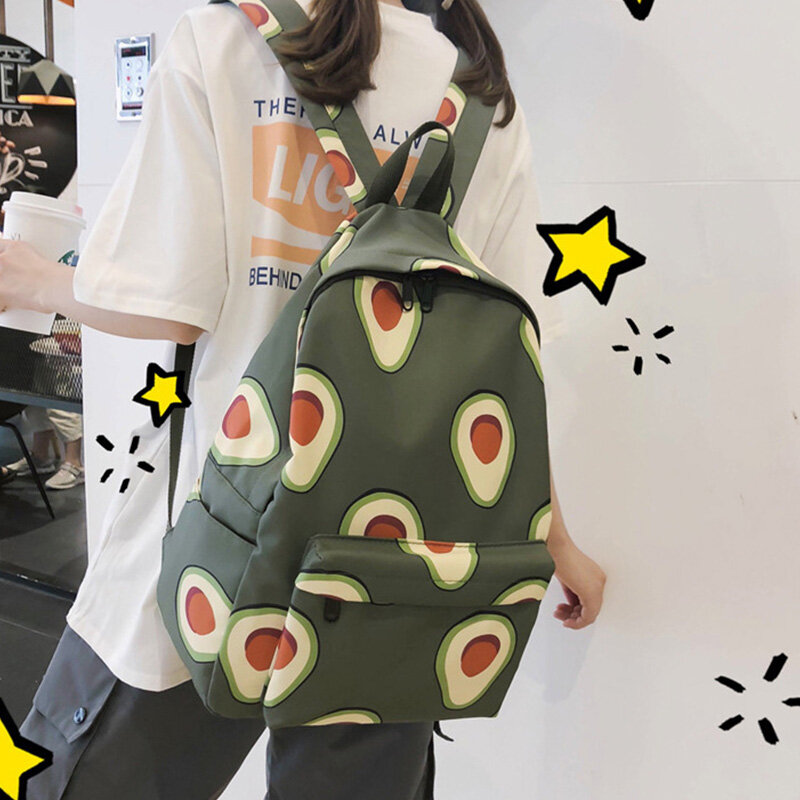 Niedlicher Rucksack Mode Nylon Obst druck Rucksack Frauen großer Schul rucksack für Teenager-Mädchen