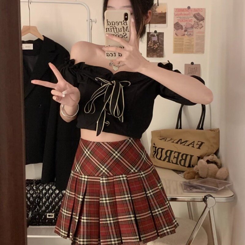 S-5XL Mini Skirts Women Plaid American Retro Y2k Preppy Style JK High Street Summer Hotsweet Schoolgirls Pleated Fashion Casual