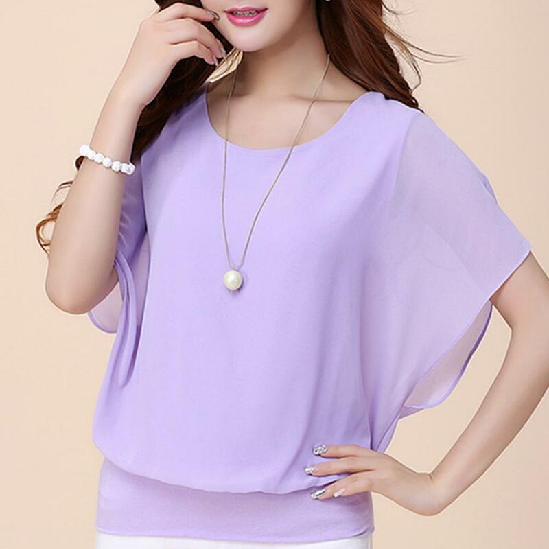Women Loose Fit Tops Versatile Chiffon Tops Elegant Chiffon Office Blouse Stylish Loose Fit Summer Top Women's Casual for Work