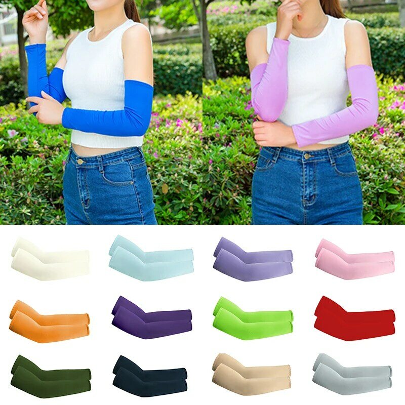 Unisex Summer Sports Sunscreen Ice Silk Sleeves Hand Cover Arm Sleeves Fishing Running Cycling Breathable Sleeves