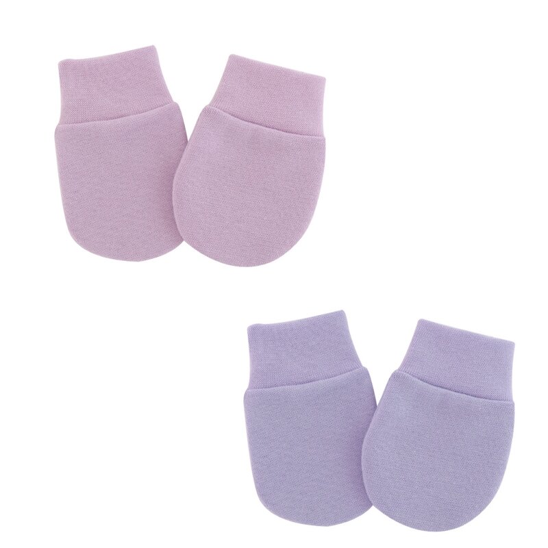Luvas de algodão macio anti-riscos de cor sólida sem riscos para bebês recém-nascidos para proteção facial contra arranhões para