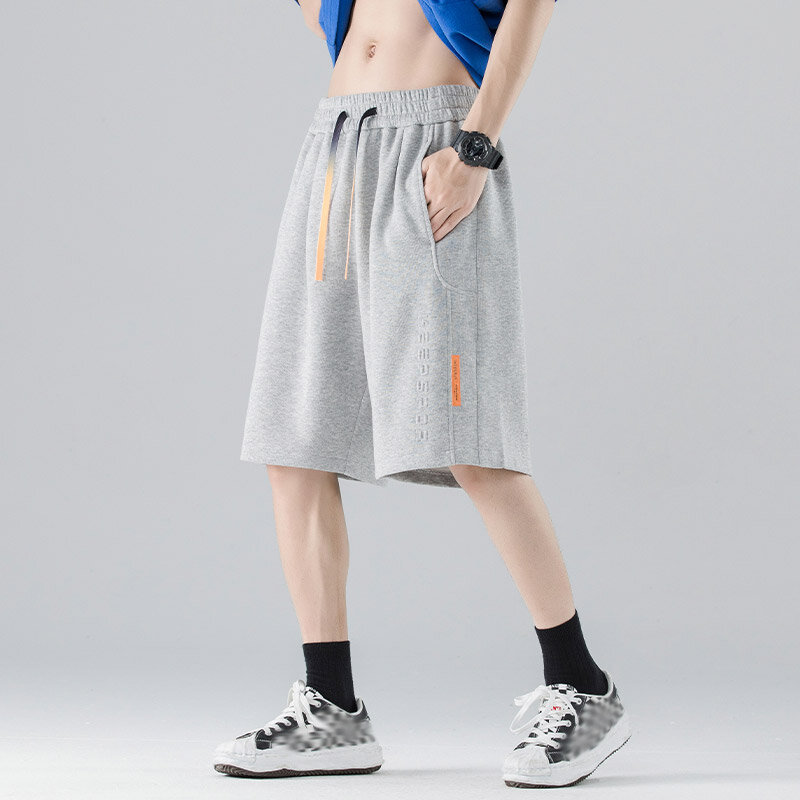 Męskie szorty na lato duże rozmiary spodnie dresowe koreańska moda na co dzień elastyczna talia pięciopunktowe spodnie Oversized odzież męska