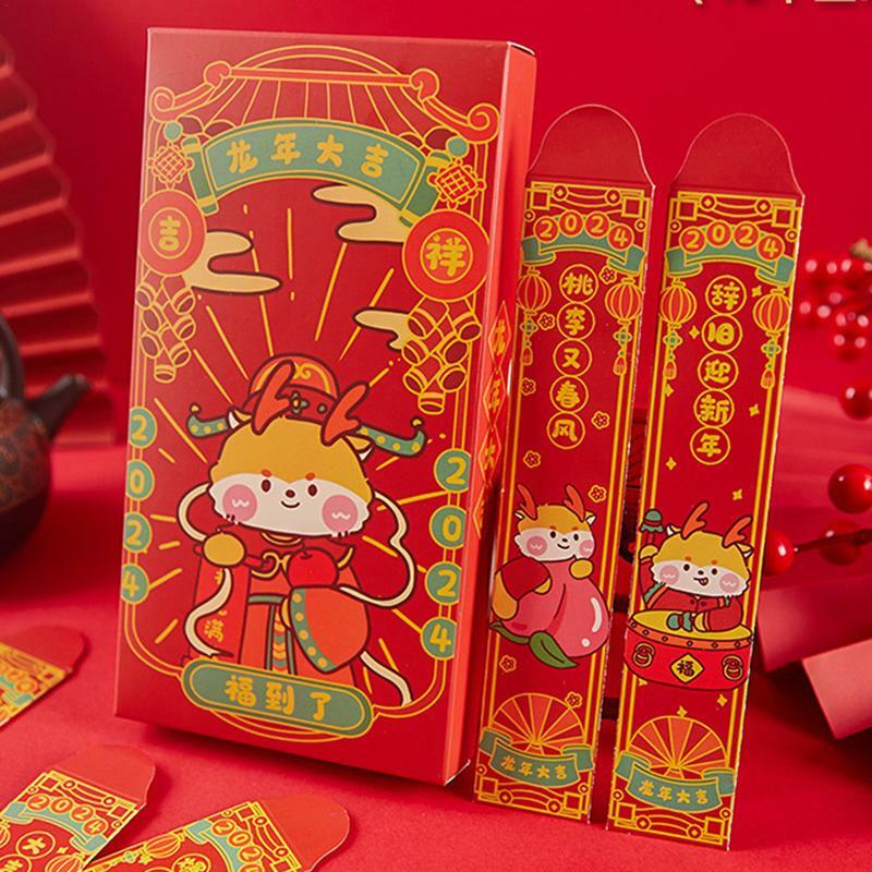 Pacchetti rossi del fumetto buste della lotteria del drago cinese di capodanno festa di carta 2024 borsa dei soldi regali del partito della fortuna