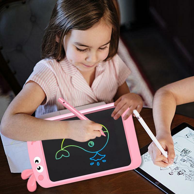 Tablet menulis LCD 10 inci dapat dikunci, Tablet menggambar LCD mainan prasekolah dengan papan gambar untuk balita