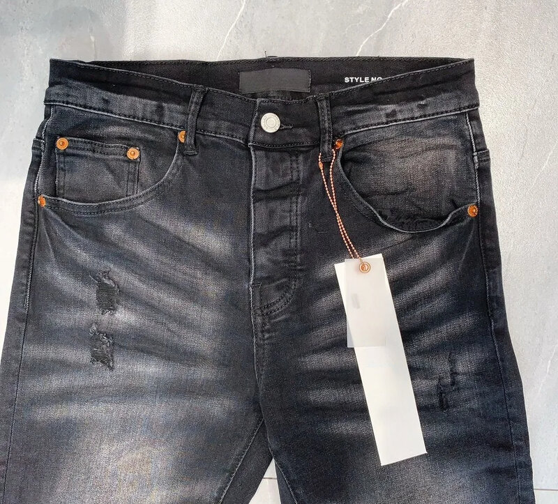 Jeans di marca ROCA viola moda di alta qualità high Street Black Hole Repair pantaloni Skinny in Denim a vita bassa 28-40 taglia