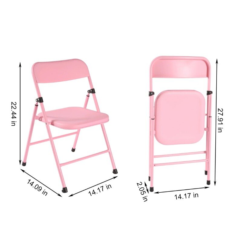 Silla plegable de resina juvenil en rosa para niños de 2 años y más, sillas informales de jardín para el hogar, muebles de exterior sólidos de Metal