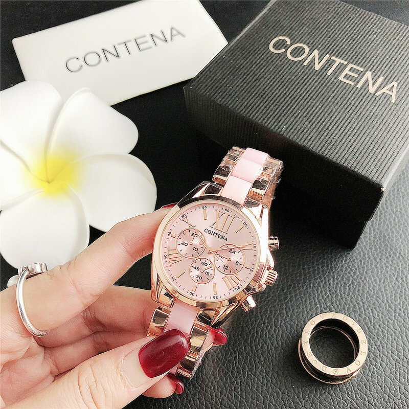 2024 Nieuwe Luxe Merkmode Dames Quartz Horloge Rose Goud Eenvoudige Vrije Tijd Waterdichte Datum Rvs Horloge