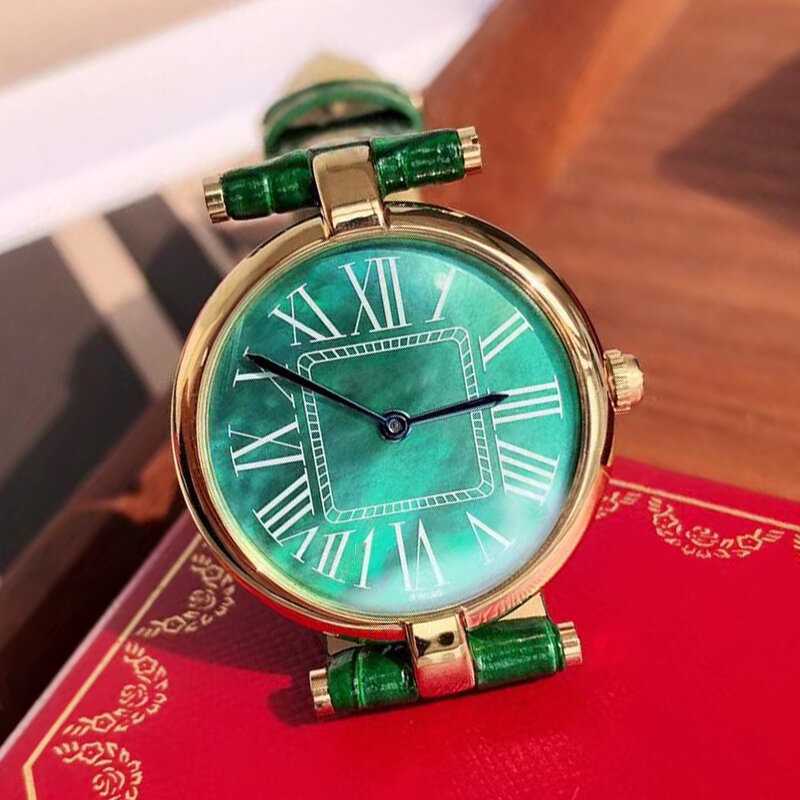 Relógio de quartzo de couro para mulheres, numerais romanos, vintage, novo, luxo, vintage, prata, moda, 2022