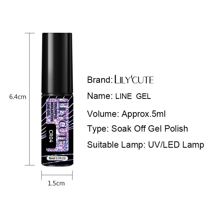 LILYCUTE 5ML Colorful Reflective Glitter Liner Gel Polish Sparkling Painting Nail Polish Semi Permanent UV Gel Lines French Nail