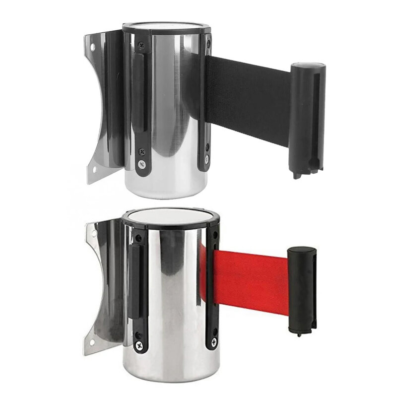 1pc Stainless Stanchion Queue Barrier Wall Mount Crowd Control Retractable Strip For Schools, Banks, Parks, Hotels, Playgrounds