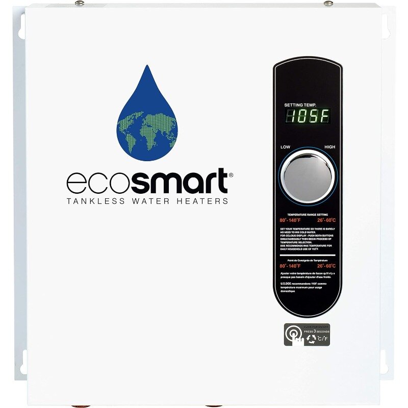 Ecosmart ECO 24 24 KW przy elektryczny podgrzewacz wody bez zbiornika 240 V z opatentowaną technologią samomodulacji, 17x17x3.5
