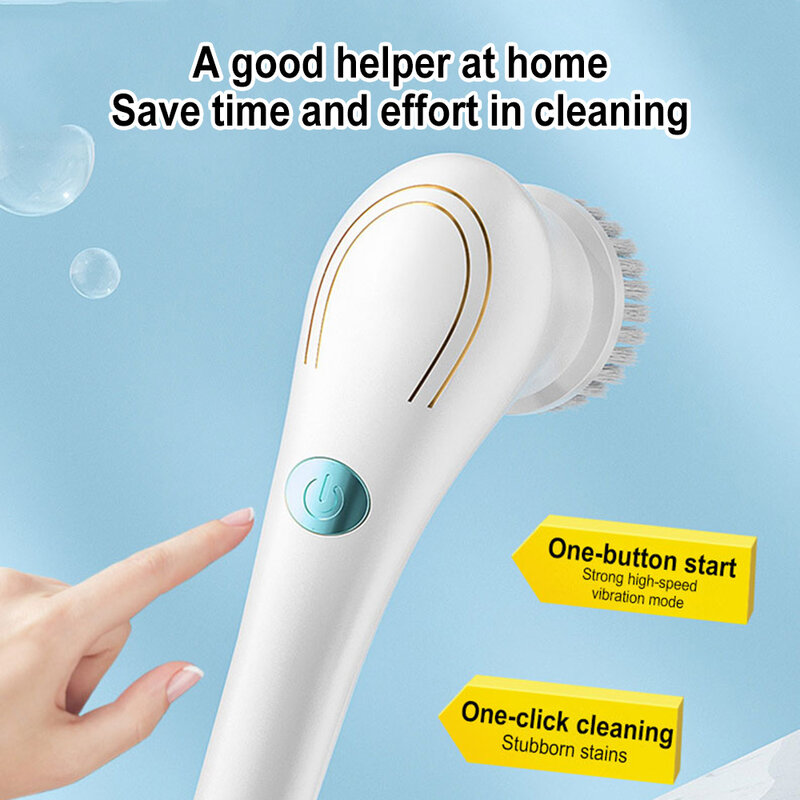 Spazzola per la pulizia elettrica senza fili portatile 5 In 1 Set di spazzole per la pulizia impermeabile multifunzionale lavastoviglie vasca da bagno utensili da cucina