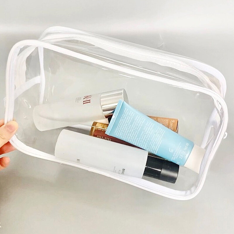 Borsa per il trucco impermeabile trasparente in PVC piccola borsa per cosmetici trasparente di grandi dimensioni custodia per Organizer da viaggio portatile da viaggio