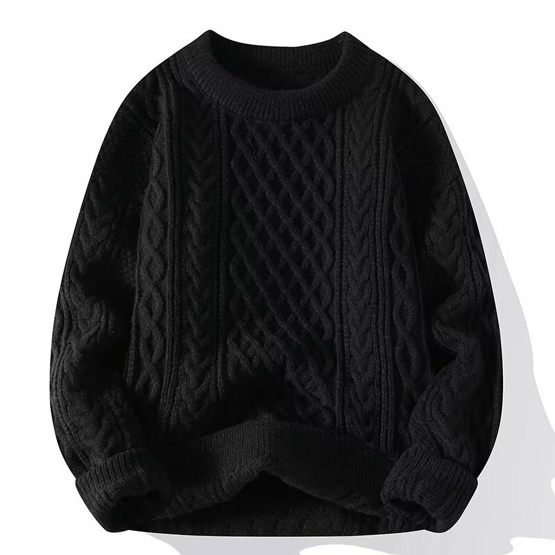 Autumn Winter Men Sweater Vintage O Neck Solid Color Mens Knitted Pullovers Loose Harajuku Mens Retro Knitting Pullover Sweaters