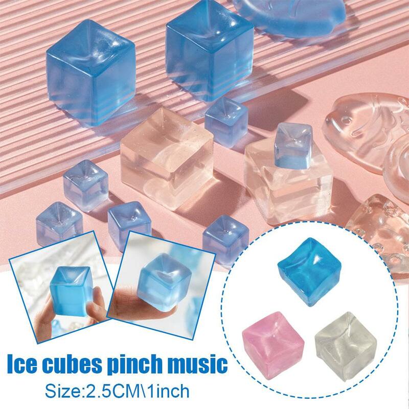 Mini TPR Ice Block Stress Ball Toy Anti Stress Transparent Cube Squeeze Novelty Fidget Toy Squeezing Decompression Toys