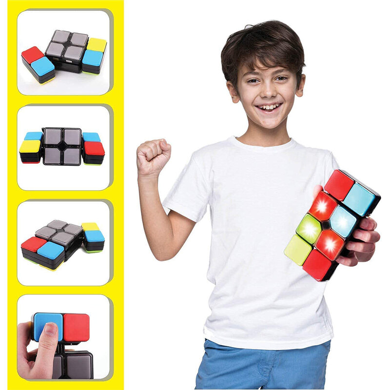 Cube magique avec 4 modes de jeu interchangeables, jouet musical Fidget, jeu de point électronique, puzzle logique, bascule, toboggan, nouveau, 2023