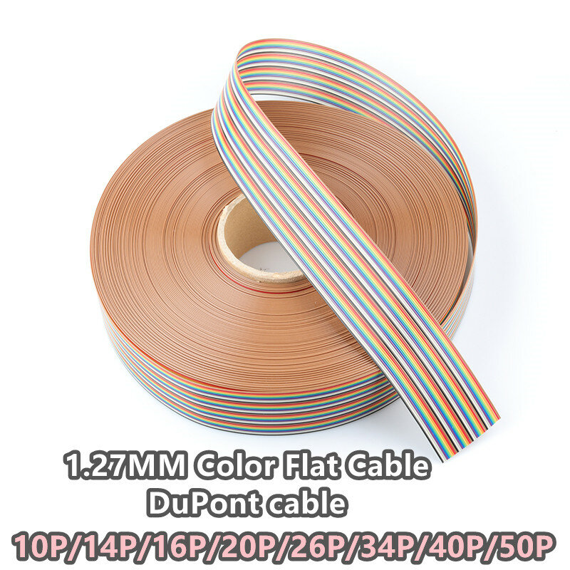 1 meter/lot FC rehearsal line 1.27mm Pitch Dupont Wire connecting line flat 28awg2651 tinned pure copper 8P ~ 50P IDC soft cable