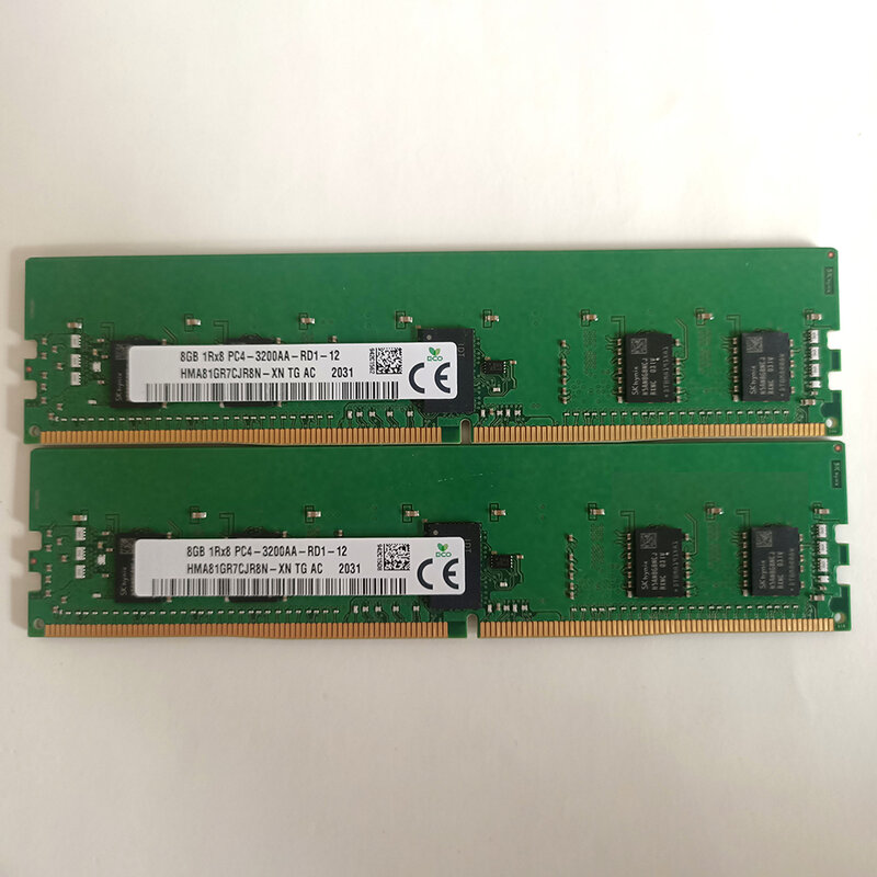 1ชิ้น RAM 8G 8GB HMA81GR7CJR8N-XN 1RX8 PC4-3200AA ECC หน่วยความจำเซิร์ฟเวอร์ที่มีคุณภาพสูงจัดส่งเร็ว