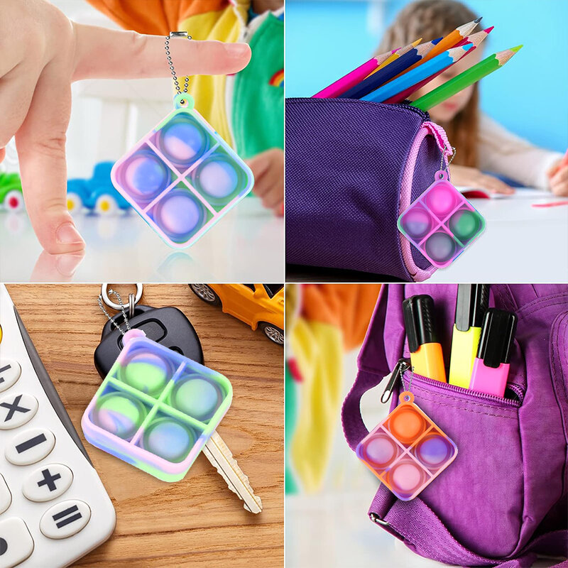 10/20pcs Mini Pop Keychain Toddler Sensory Fidget Toys Bulk Classroom Prizes Kids Birthday Party Favors Wedding Gift for Guests