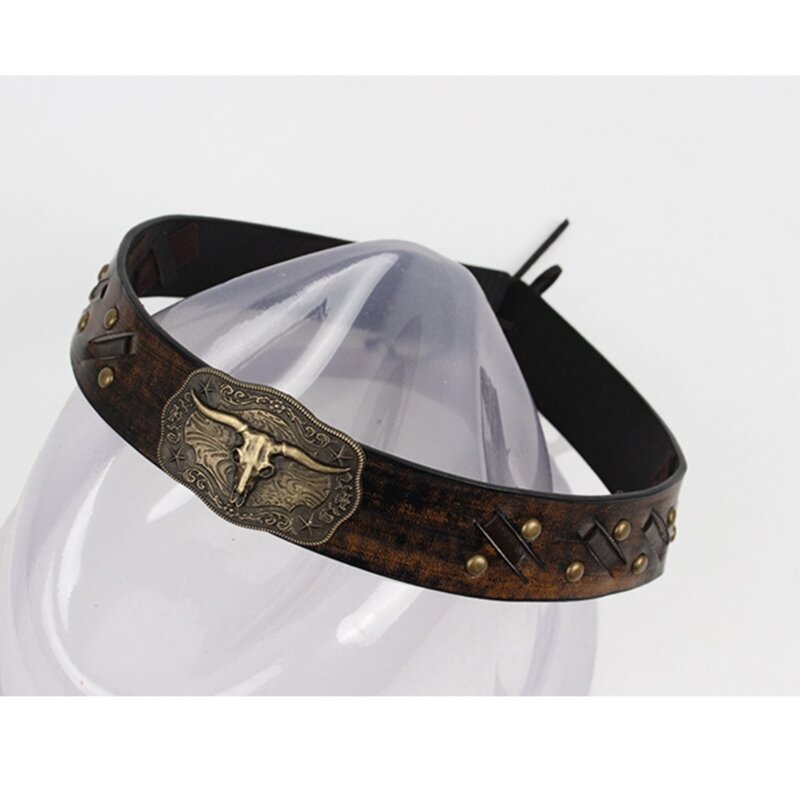 زينة قبعة رعاة البقر للنساء والرجال، شريط قبعة قابل للتعديل، ديكورات فيدورا N7YD