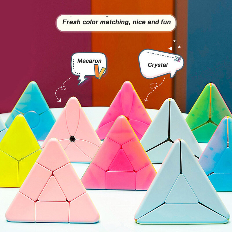 Cubing Classroom-molino de viento para niños, hoja de arce, triángulo, pirámide, puzle, macarrón, JinZiTa, cubos mágicos