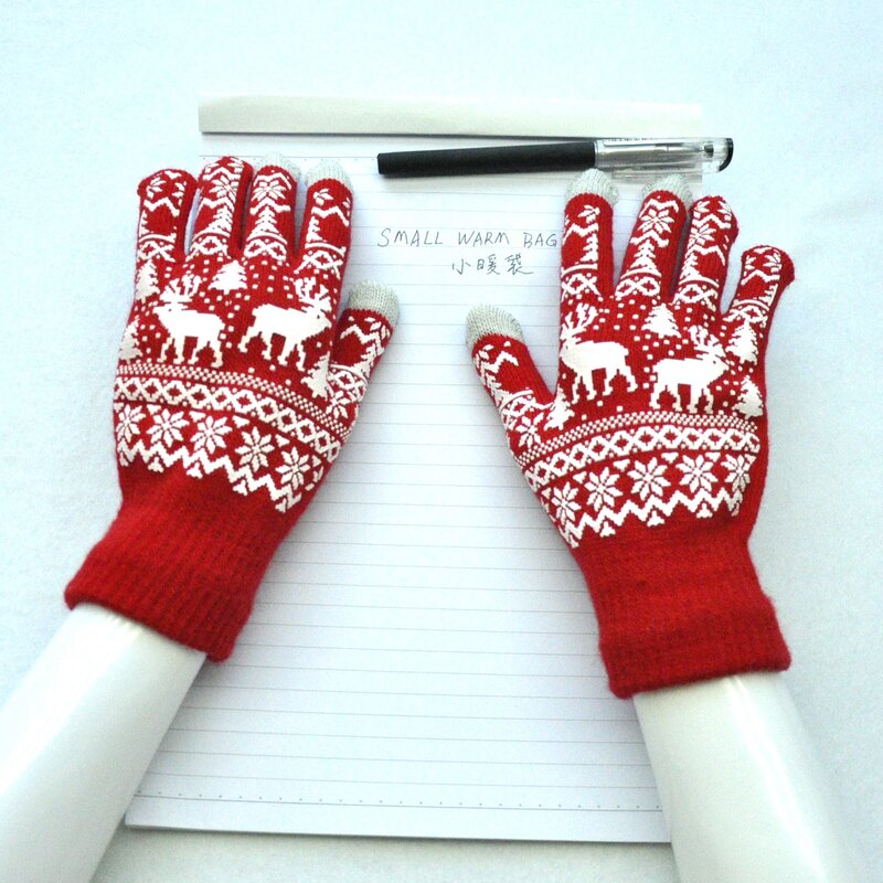 Damskie zimowe antypoślizgowe pluszowe ciepłe rękawiczki z dzianiny uczennice nowe solidne rękawiczki dziewiarskie z łosia kolarstwo na świeżym powietrzu rękawice narciarskie
