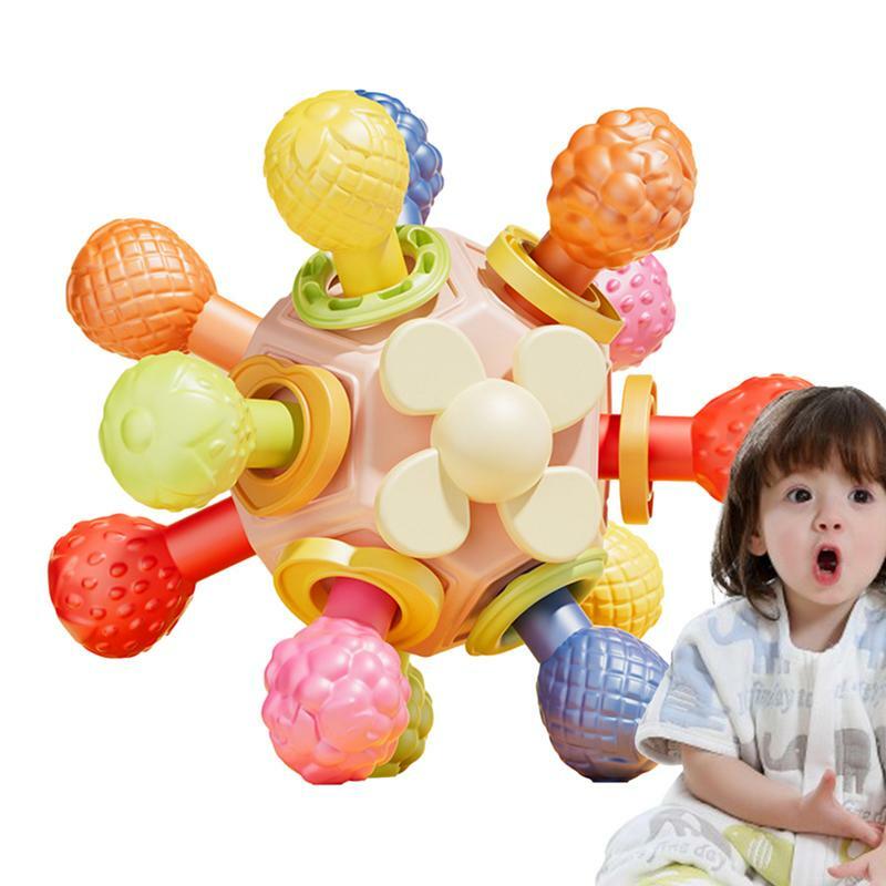 Bolas de chocalho sensoriais para crianças, mordedor confortável, design anti-andorinha, brinquedos pré-escolares engraçados, seguro