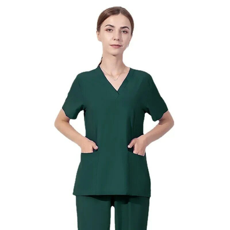 Seragam medis Slim Fit Rumah Sakit Dental pakaian kerja klinis pakaian bedah keseluruhan setelan scrub wanita set aksesoris perawat