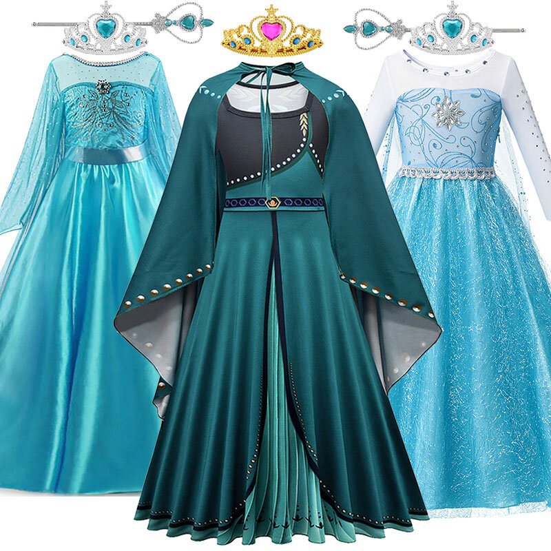 2-10 lat Dziewczynki Anna Elsa Sukienka Dzieci Disney Frozen 2 Cosplay Kostiumy dla dziewczynek Suknie dla dziewczynek Halloween Karnawał Wielkanocna sukienka na imprezę