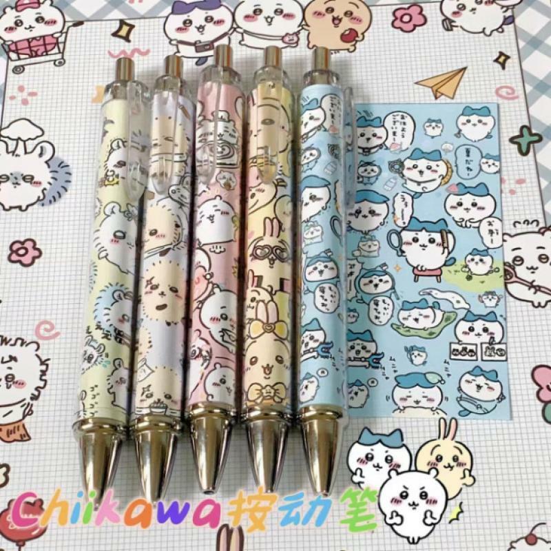 Kawaii Schattige Chiikawa Hachiware Usagi Drukt Op De Pen 0.55Mm Ins Gelpen Studentenrol Papier En Pen Mooi Speelgoed Cadeau Voor Meisjes