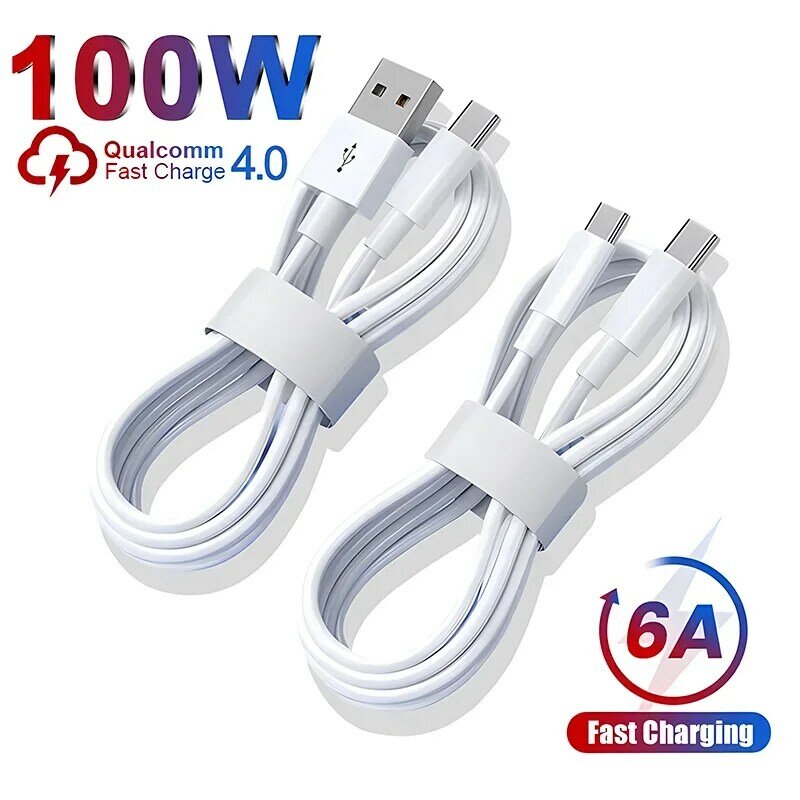 Kabel pengisi daya USB Tipe C 100W, aksesori kabel pengisi daya Cepat USB Tipe C UNTUK Samsung S23 S22 Ultra Huawei P30 Pro Xiaomi Redmi Oneplus 6A