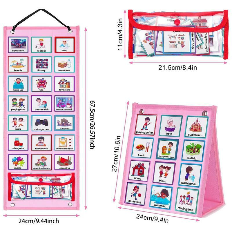 Ежедневный визуальный график для детей, расписание для награждения за кроватку, водонепроницаемый график расписания, ПВХ сумка в комплекте для мальчиков и девочек