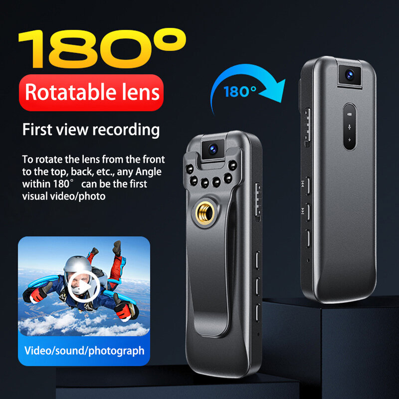 Mini caméscope de police avec écran LCD, caméra Linge de détection de mouvement, vision nocturne révélatrice de sport, caméra de vélo, Full HD, 1080P, 500mAh
