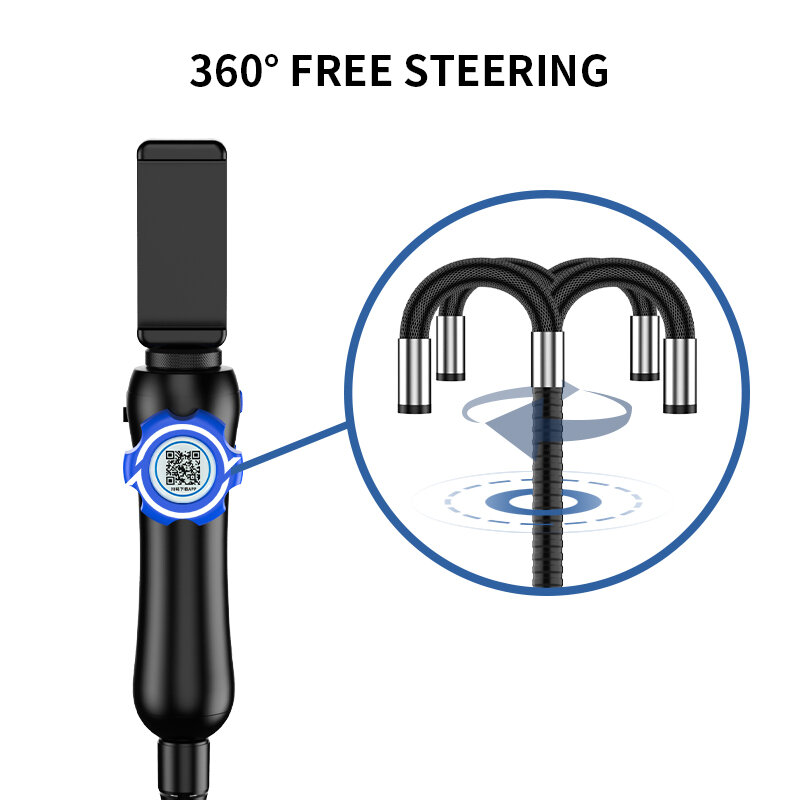 WDLUCKY HD 360° 6MM Endoscope Camera Inspection 1M IP67 Waterproof Two-way Articulation With 6LEDS For IOS Android