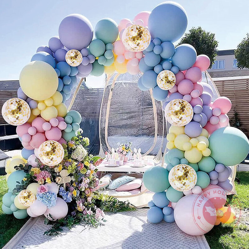 Perlengkapan Aksesori Rantai Balon Titik Lem Balon Macaron Warna-warni Pesta Ulang Tahun Dekorasi Pernikahan Dekorasi Lengkungan Balon