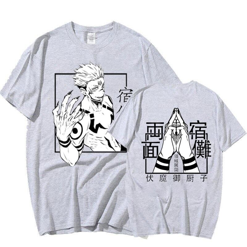 Gorąca koszulka z nadrukiem Ryomen Sukuna modna z grafiką z krótkim rękawem męska luźna, przytulna koszulka z krótkim rękawem