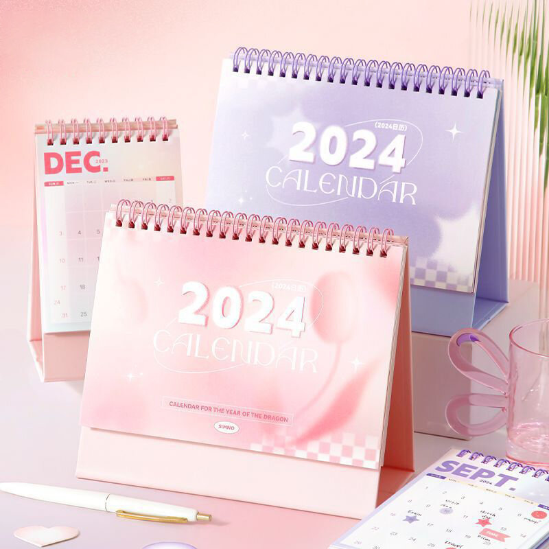 Calendario minimalista creativo para estudiantes, decoración de escritorio de oficina, calendario mensual portátil para grabar eventos, 2024 años
