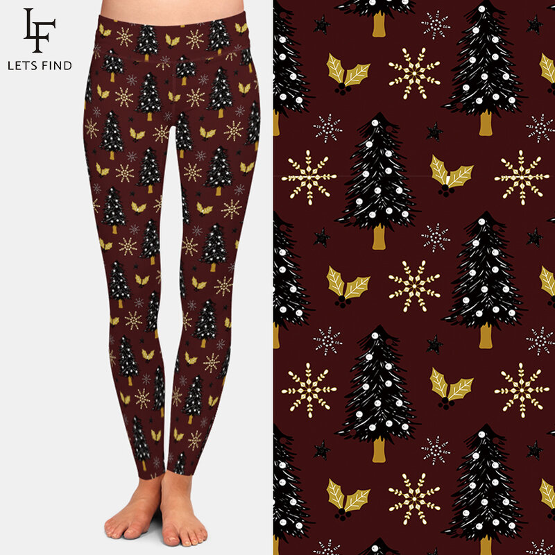 LETSFIND – Leggings taille haute pour femme, pantalon chaud à la mode, motif arbre de noël 3D, impression numérique, nouvelle collection, hiver