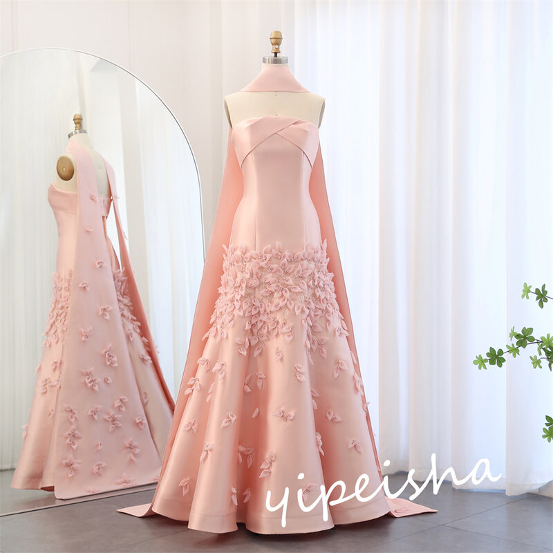 Prom Dress Saudi Arabia Classic Modern Style Formal Evening Strapless Ball Gown Appliques Satin Bespoke Occasion Dresses