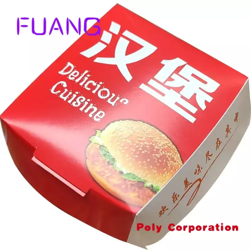 Custom  Custom Manufacturer print logo Disposable Food Grade Takeaway French Fries Hamburger Corrugated Kraft cardboard Paper bu