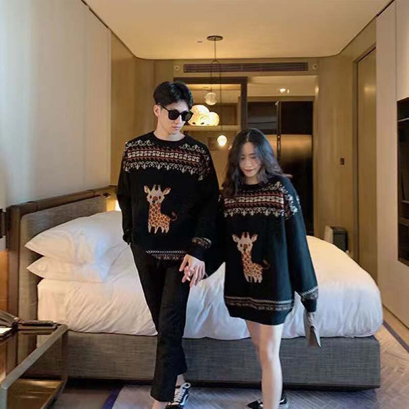 Sweater Pasangan Pria dan Wanita Musim Gugur/Dingin 2022 Kaus Rajut Pullover Kartun Besar Lucu Longgar Baru