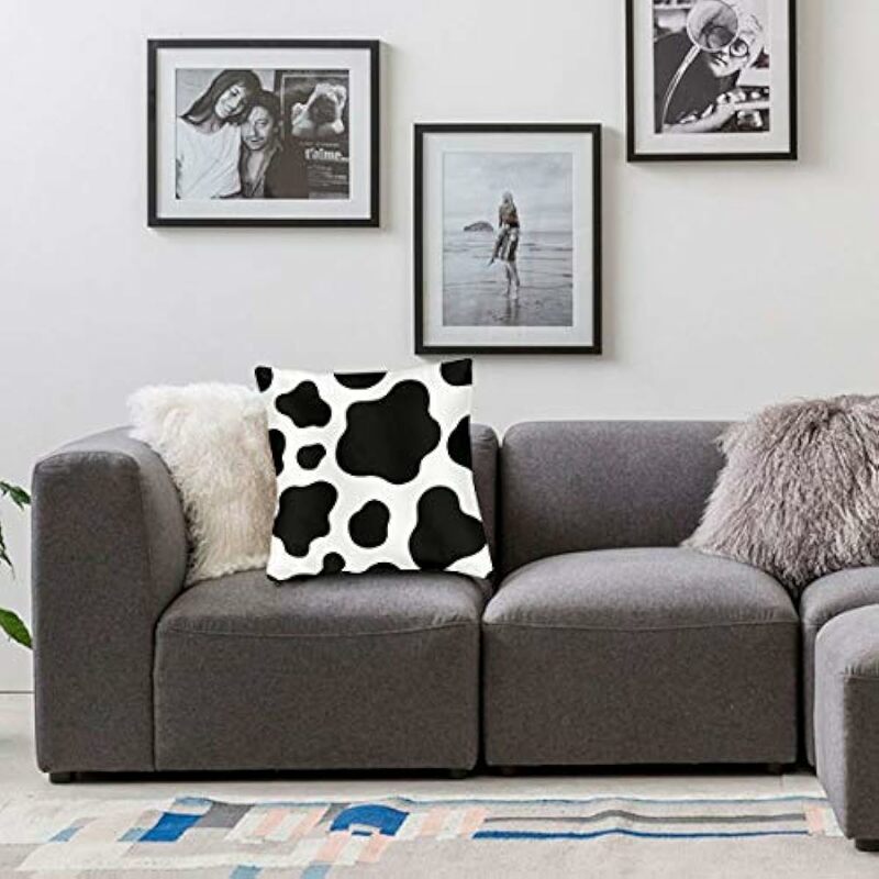 Juste de coussin carrée imprimée vache sur deux côtés, étui décoratif pour canapé, décoration d'intérieur