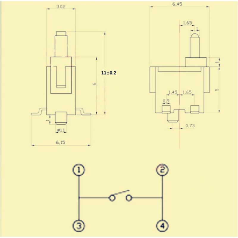 10 pces smd 4-foot vertical interruptor de detecção micro curso interruptor de limite de luz toque micro-detecção de redefinição de movimento