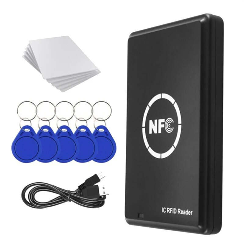 قارئ بطاقات ذكية NFC بموجات الراديو 13.56 كيلو هرتز مفتاح فوب NFC قارئ البطاقة الذكية الكاتب 13.56 ميجا هرتز مبرمج مشفر USB UID T5577 قطع الغيار