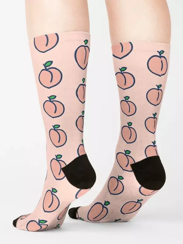 Calcetines bonitos con patrón de melocotón en forma de trasero para niñas y hombres, calcetines de moda de Año Nuevo